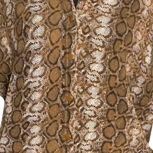 Ava Paige Tan Snakeskin Animal Print Knit Cardigan Sweater Size Small - Picture 6 of 9